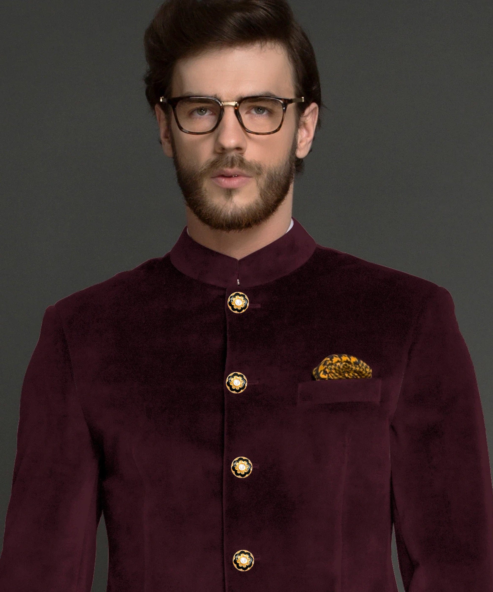 Rajvansh Kundan Enamel Sherwani Button Set