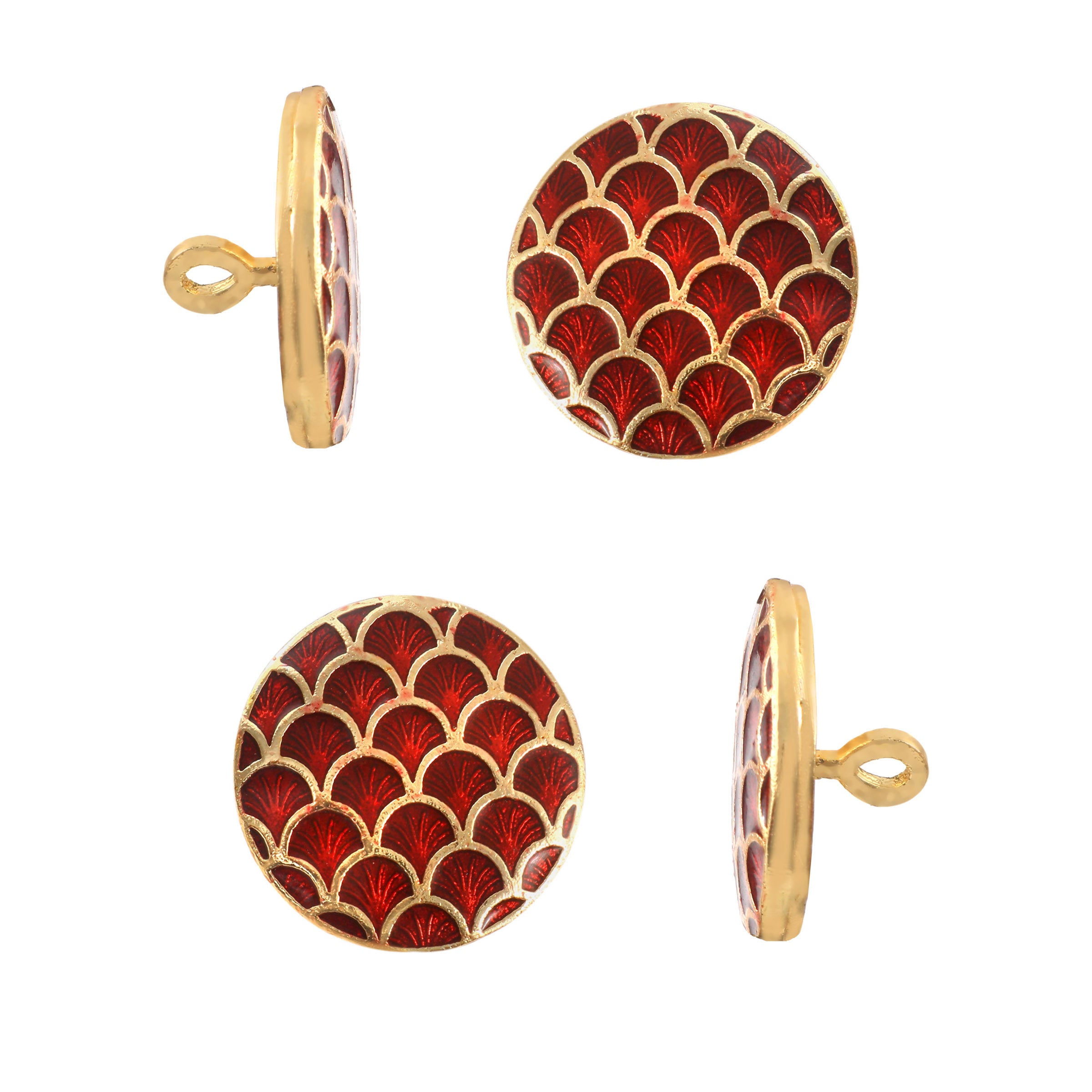 Rajputana Crimson Enamel Sherwani Button Set