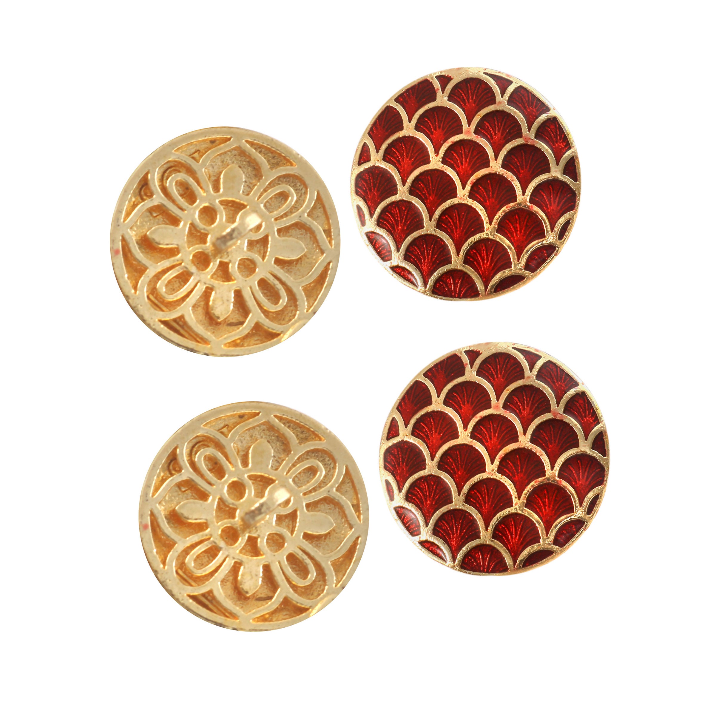 Rajputana Crimson Enamel Sherwani Button Set