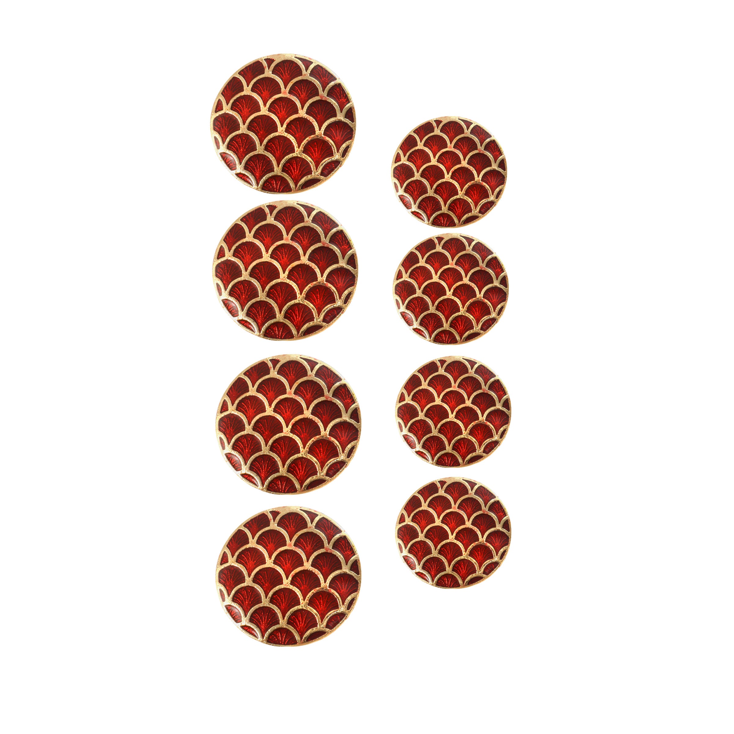 Rajputana Crimson Enamel Sherwani Button Set